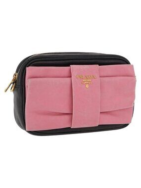 Authentic PRADA Shoulder Bag Leather Pink Gold